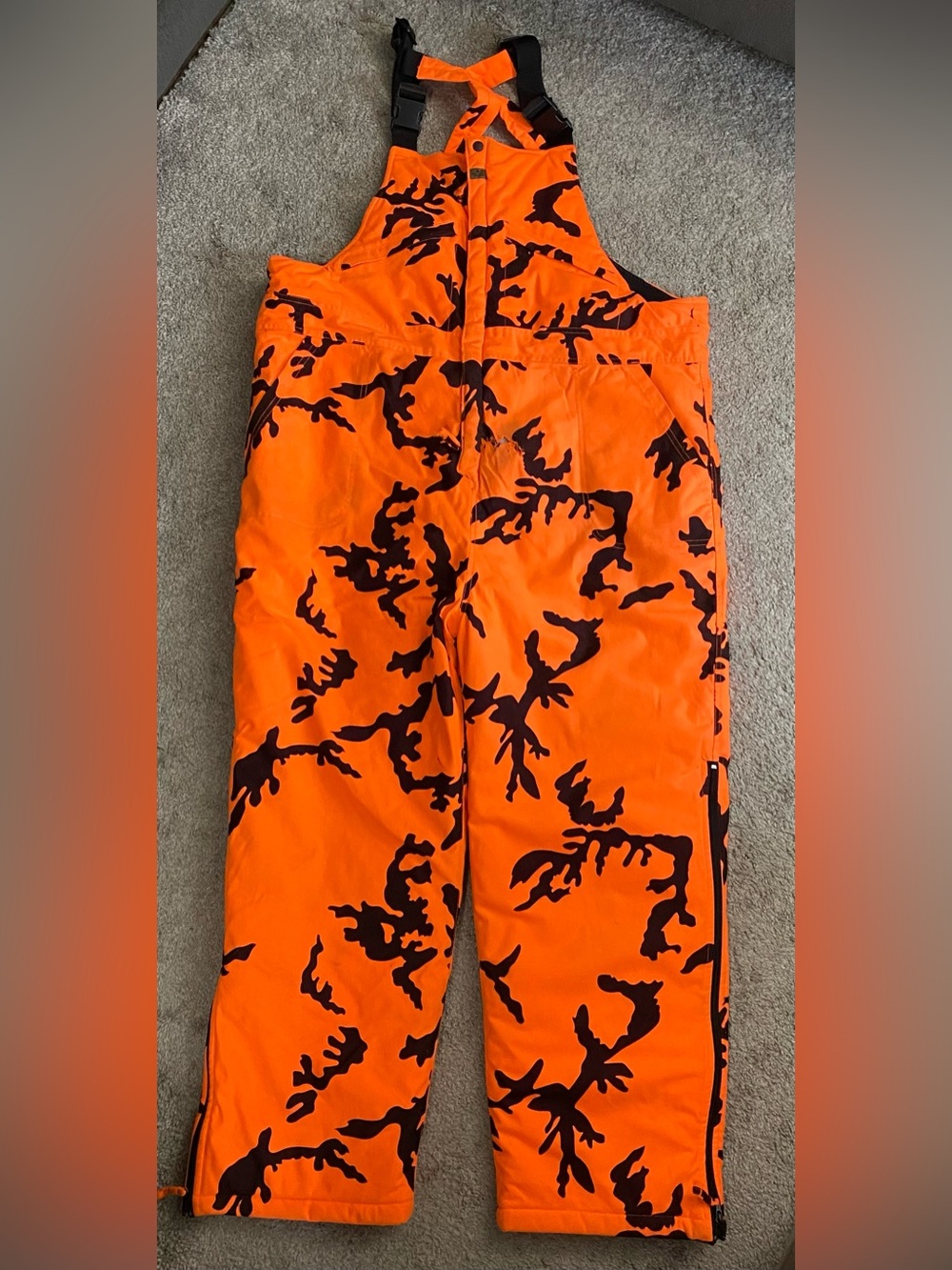 Men's High-Visibility Orange Camo Bib Overalls